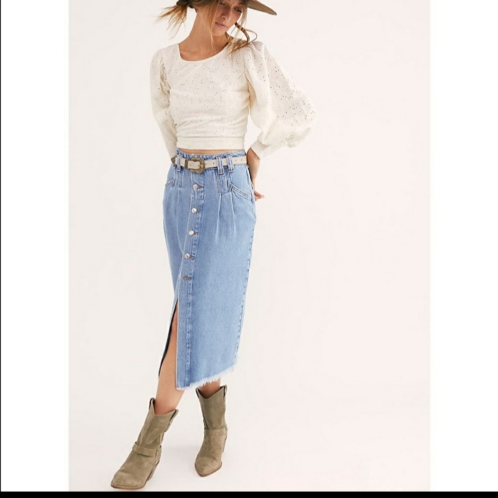 Free People HP Midi Sydney High Waist Skirt